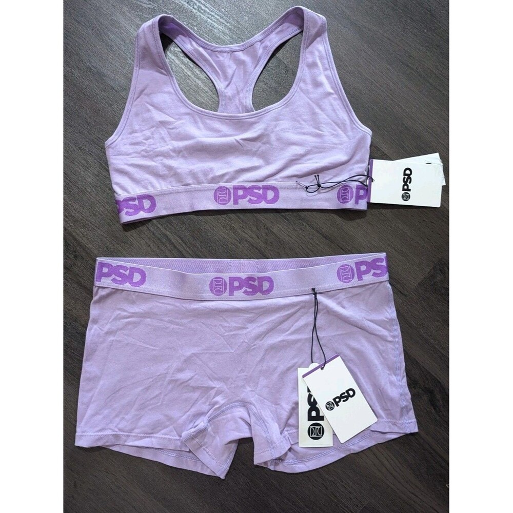 NWT PSD Boy Shorts + Racerback Sports Bra Yoga Workout Athleisure Gym Set Large